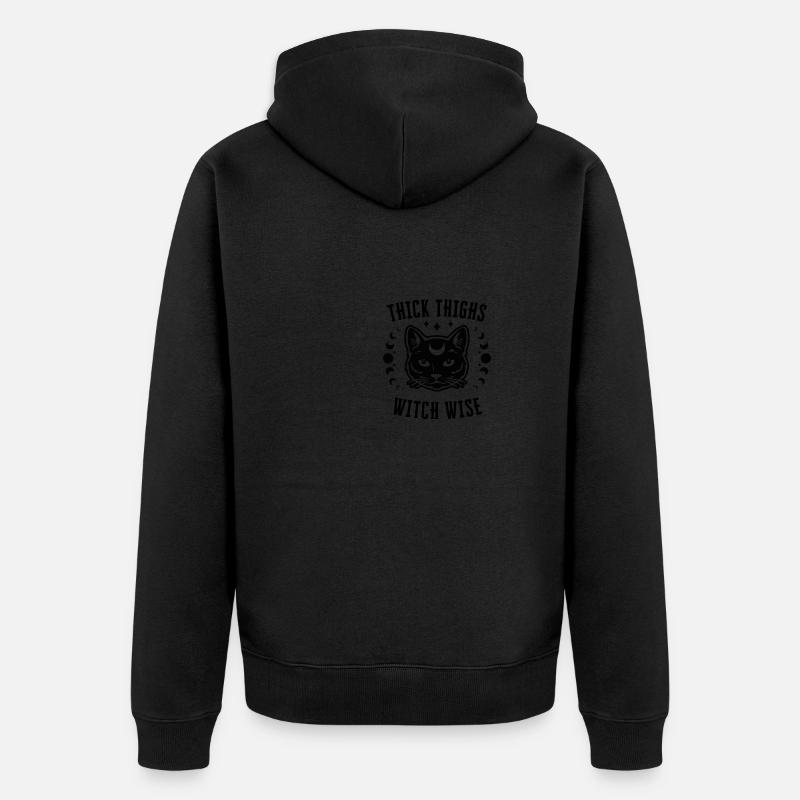 Thick Thighs Witch Wise Halloween - Unisex Premium Bio Zip Hoodie - Schwarz
