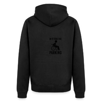 Handicap In It For The Parking Disabled - Unisex Premium Bio Zip Hoodie - Schwarz - Hinten - Nico (187cm)