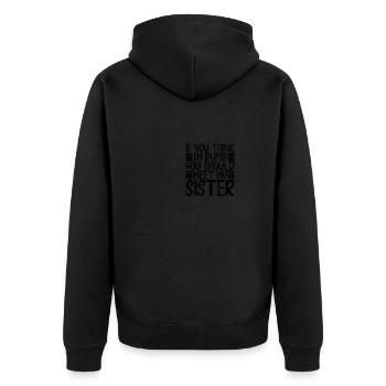 Sarcastic If You Think I'm Dumb You Should Meet - Unisex Premium Bio Zip Hoodie - Schwarz - Hinten - Nico (187cm)