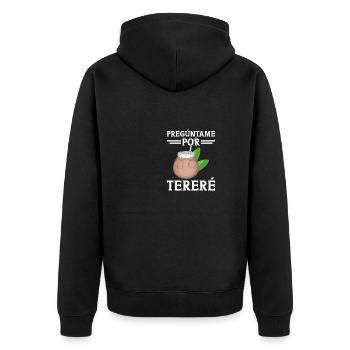 Paraguayan Guarani Preguntame Por Terere - Unisex Premium Bio Zip Hoodie - Schwarz - Hinten - Nico (187cm)