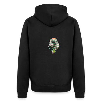 Aloe Vera gezeichnet - Unisex Premium Bio Zip Hoodie - Schwarz - Hinten - Nico (187cm)