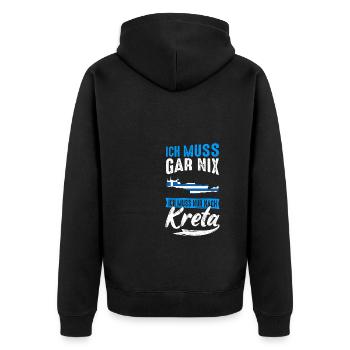 Kreta Griechenland Urlaub Sommerurlaub Urlauber In - Unisex Premium Bio Zip Hoodie - Schwarz - Hinten - Nico (187cm)
