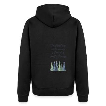 Forest Quote The clearest way into the Universe - Unisex Premium Organic Zip Hoodie - black - Back - Nico (187cm)