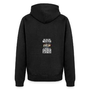 Pilot Fliegen Flieger Helikopter Hubschrauber - Unisex Premium Bio Zip Hoodie - Schwarz - Hinten - Nico (187cm)