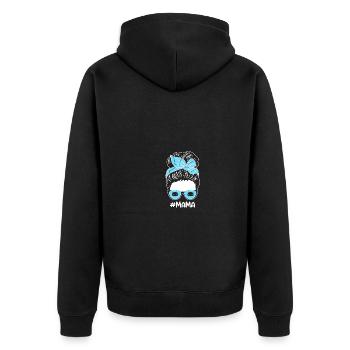 Eishockeyspieler Mama Mutter Eishockey - Unisex Premium Bio Zip Hoodie - Schwarz - Hinten - Nico (187cm)