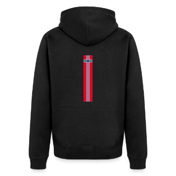 J’aime la tenue T-shirt design Norvège - Veste à capuche bio Premium Unisexe - noir - Dos - Nico (187cm)