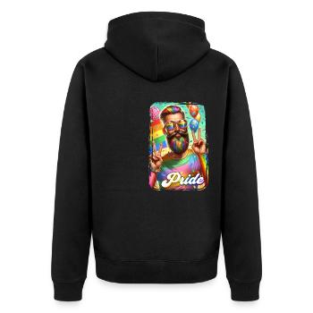 Pride Gay CSD Love LGBTQ Colors of the Rainbow - Unisex Premium Organic Zip Hoodie - black - Back - Nico (187cm)