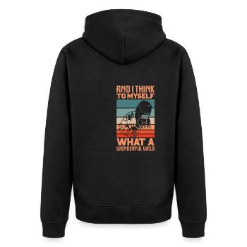 And I think to myself what a wonderful weld - - Unisex Premium Organic Zip Hoodie - black - Back - Nico (187cm)