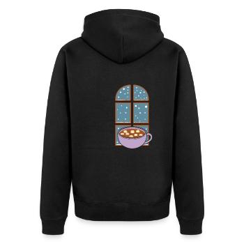 Chocolat chaud d'hiver, journées d'hiver - Veste à capuche bio Premium Unisexe - noir - Dos - Nico (187cm)