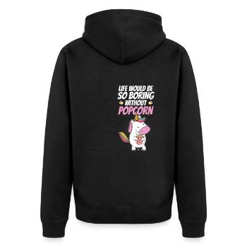 Kids Unicorn Funny Life Would Be So Boring Without - Unisex Premium Bio Zip Hoodie - Schwarz - Hinten - Nico (187cm)