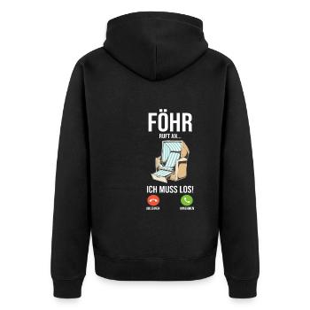 Nordsee Föhr - Unisex Premium Bio Zip Hoodie - Schwarz - Hinten - Nico (187cm)