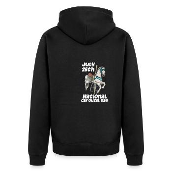 July 25th - National Carousel Day - Unisex Premium Bio Zip Hoodie - Schwarz - Hinten - Nico (187cm)