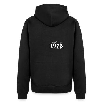 Made 1975 in Geburtstag in California - Unisex Premium Bio Zip Hoodie - Schwarz - Hinten - Nico (187cm)