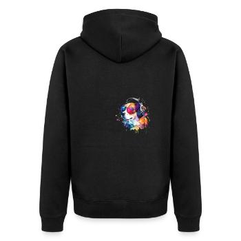 Süsser kleiner Gamer Hund Für Hundeliebhaber Bunt - Unisex Premium Bio Zip Hoodie - Schwarz - Hinten - Nico (187cm)