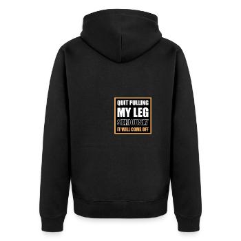 Amputation Amputiert Bein Prothese Geschenk - Unisex Premium Bio Zip Hoodie - Schwarz - Hinten - Nico (187cm)