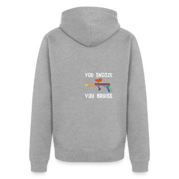 Paintball Paintballer Gift - Unisex Premium Organic Zip Hoodie - heather grey - Back - Nico (187cm)