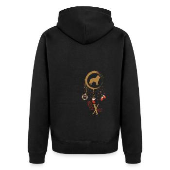 Belgischer Schäferhund Weihnachten Weihnachtstraum - Unisex Premium Bio Zip Hoodie - Schwarz - Hinten - Nico (187cm)