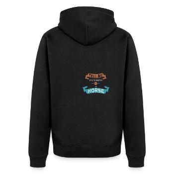 Denglish ne me dit rien du cheval - Veste à capuche bio Premium Unisexe - noir - Dos - Nico (187cm)