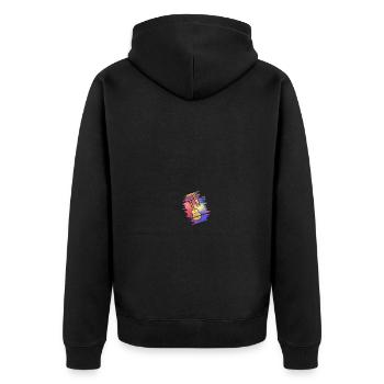 Geschenk für Benni - Unisex Premium Bio Zip Hoodie - Schwarz - Hinten - Nico (187cm)