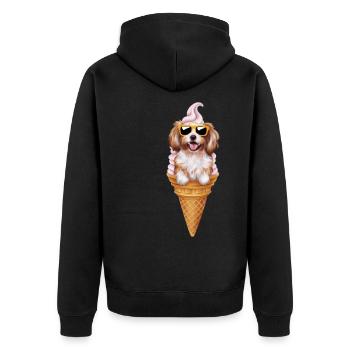 Shih Tzu als Waffeleis - Unisex Premium Bio Zip Hoodie - Schwarz - Hinten - Nico (187cm)