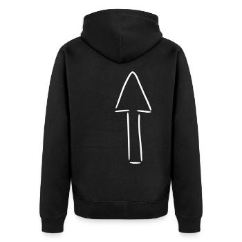 Pfeil Zeichnung Skizze weiß - Unisex Premium Bio Zip Hoodie - Schwarz - Hinten - Nico (187cm)