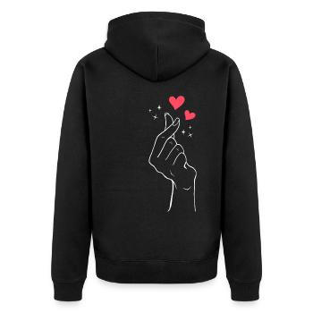 K-Pop Herz K-Drama Musik Südkoera - Unisex Premium Bio Zip Hoodie - Schwarz - Hinten - Nico (187cm)