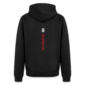 Bujinkan Kanji Ninjutsu - Unisex Premium Bio Zip Hoodie - Schwarz - Hinten - Nico (187cm)