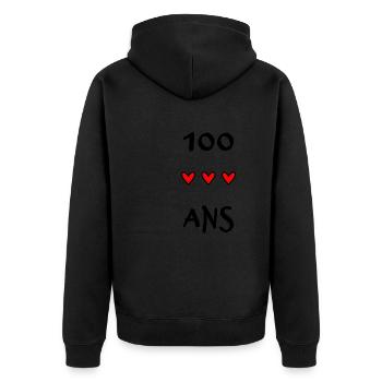 100 ANS. 100e ANNIVERSAIRE. ANNIVERSAIRE 100 ANS. - Veste à capuche bio Premium Unisexe - noir - Dos - Nico (187cm)
