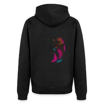 Einhorn Meerjungfrau Fisch Angeln - Unisex Premium Bio Zip Hoodie - Schwarz - Hinten - Nico (187cm)