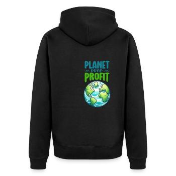 Earth day april 22 planet over profit environment - Unisex Premium Organic Zip Hoodie - black - Back - Nico (187cm)