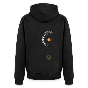 Libra AF - Astrology - Unisex Premium Bio Zip Hoodie - Schwarz - Hinten - Nico (187cm)