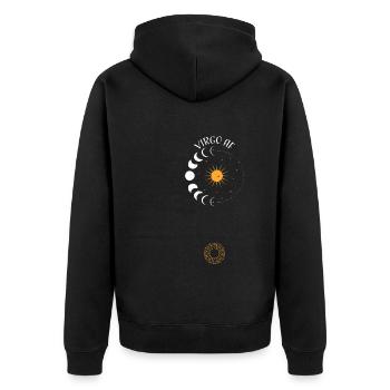 Virgo AF - Astrology - Unisex Premium Bio Zip Hoodie - Schwarz - Hinten - Nico (187cm)