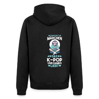 Anime Manga Gamerin Zocker K-pop - Unisex Premium Bio Zip Hoodie - Schwarz - Hinten - Nico (187cm)