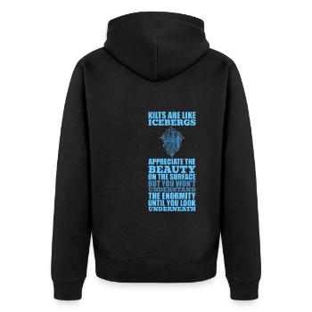 Schottischer Kilt Tracht - Schottenrock Schottland - Unisex Premium Bio Zip Hoodie - Schwarz - Hinten - Nico (187cm)