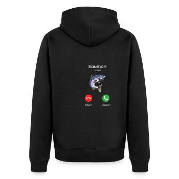 appel de saumon - Veste à capuche bio Premium Unisexe - noir - Dos - Nico (187cm)