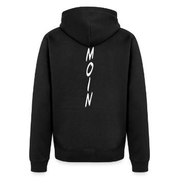 HELLO - Unisex Premium Organic Zip Hoodie - black - Back - Nico (187cm)
