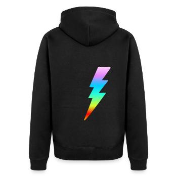 Colorful Lightning Rainbow Colors Retro Gift Woman - Unisex Premium Organic Zip Hoodie - black - Back - Nico (187cm)