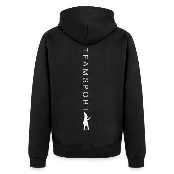TEAMPORT avec symbole de pied - Veste à capuche bio Premium Unisexe - noir - Dos - Nico (187cm)