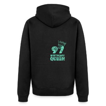 Age 97 - Unisex Premium Organic Zip Hoodie - black - Back - Nico (187cm)