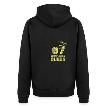 87 - Unisex Premium Organic Zip Hoodie - black - Back - Nico (187cm)