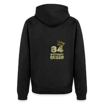 Age 84 - Unisex Premium Organic Zip Hoodie - black - Back - Nico (187cm)