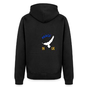 Peace in Ukraine born Ukrainian flag - Unisex Premium Organic Zip Hoodie - black - Back - Nico (187cm)
