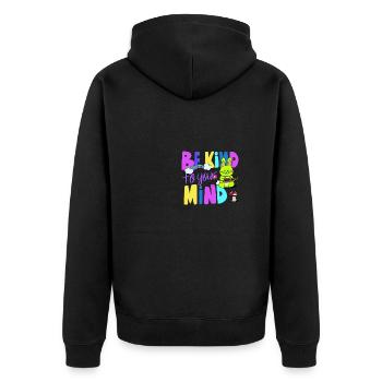 Sei nett zu deinem Verstand coole Schrift Geschenk - Unisex Premium Bio Zip Hoodie - Schwarz - Hinten - Nico (187cm)