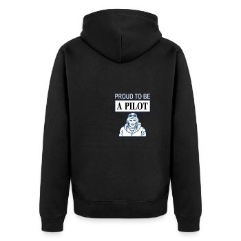 Pilot Kampfjet Pilot Jet Flugzeug Geschenk fliegen - Unisex Premium Bio Zip Hoodie - Schwarz - Hinten - Nico (187cm)