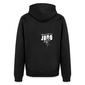 Süchtig nach Judo. Judo-Enthusiast Gift - Unisex Premium Bio Zip Hoodie - Schwarz - Hinten - Nico (187cm)