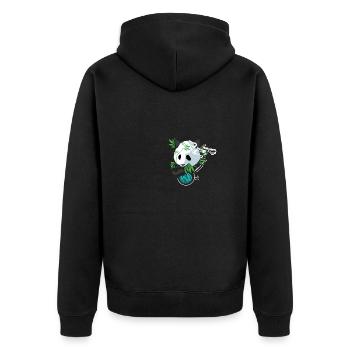 Panda Hippie Stoner Skizzier Geschenk - Unisex Premium Bio Zip Hoodie - Schwarz - Hinten - Nico (187cm)