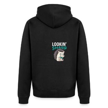Schauen Sie scharf aus Mode-Ikone Gift - Unisex Premium Bio Zip Hoodie - Schwarz - Hinten - Nico (187cm)