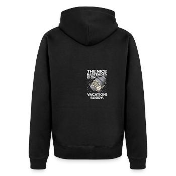 Im Urlaub Reisender Geschenk - Unisex Premium Bio Zip Hoodie - Schwarz - Hinten - Nico (187cm)