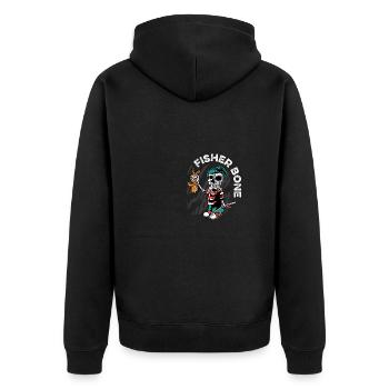 Fishing Bone Fishing Captain Gift - Unisex Premium Organic Zip Hoodie - black - Back - Nico (187cm)