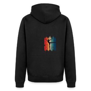 Retro Gymnastik Akrobaten Gift - Unisex Premium Bio Zip Hoodie - Schwarz - Hinten - Nico (187cm)